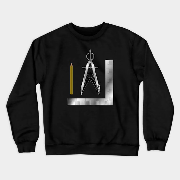 Pencil Square and Compass Crewneck Sweatshirt by geodesyn